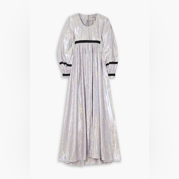 Batsheva Dresses & Skirts - NEW with Tags Batsheva Shimmering Silver Holographic Dress with Black Trim